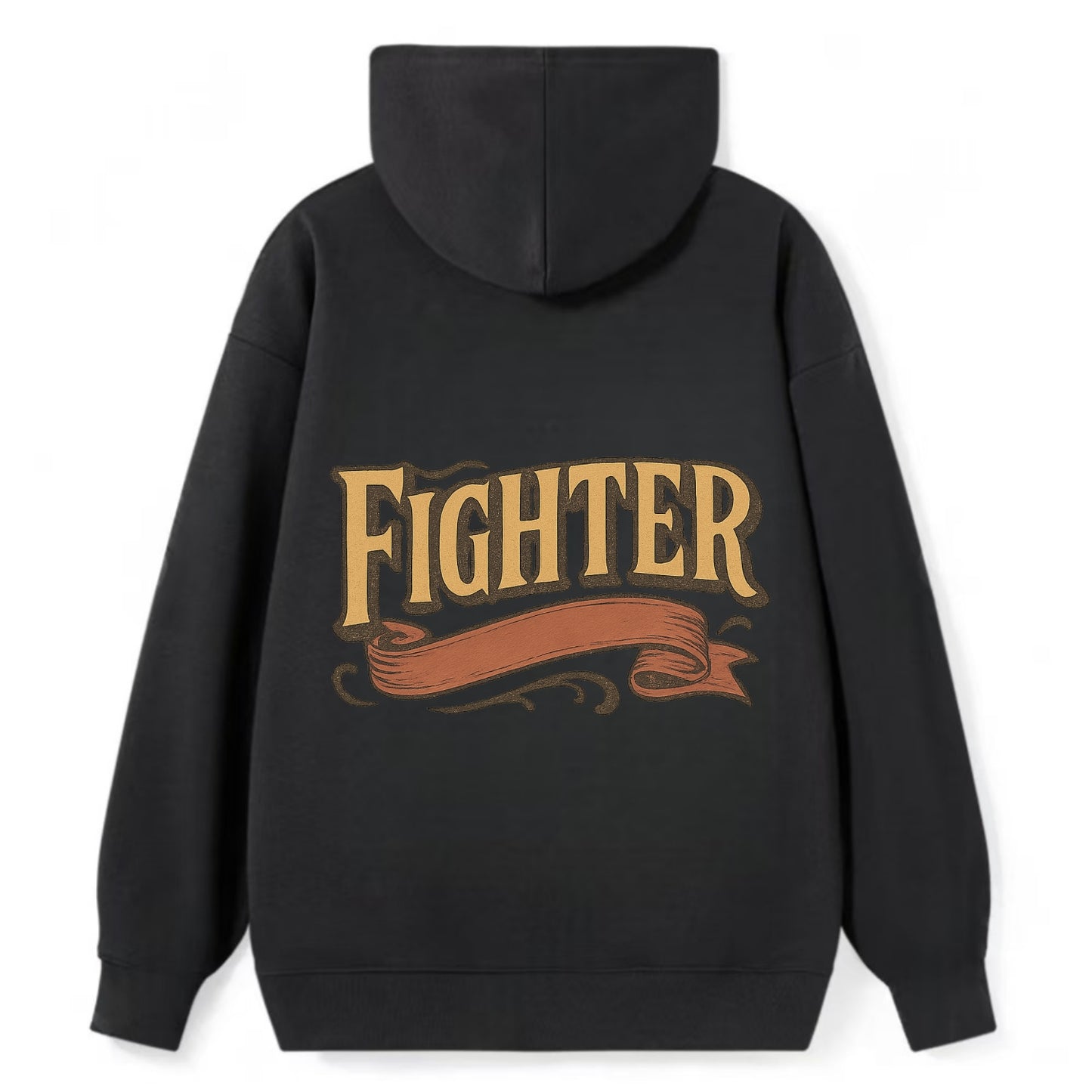 Bold typography design - "FIGHTER" - never giving up, battling on - Classic Pullover Hoodie - Black
