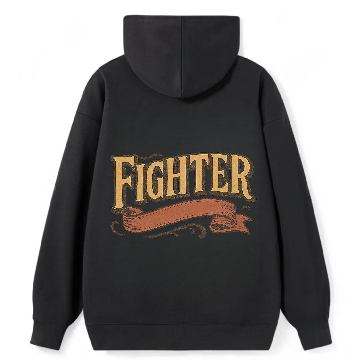 Bold typography design - "FIGHTER" - never giving up, battling on - Classic Pullover Hoodie - Black