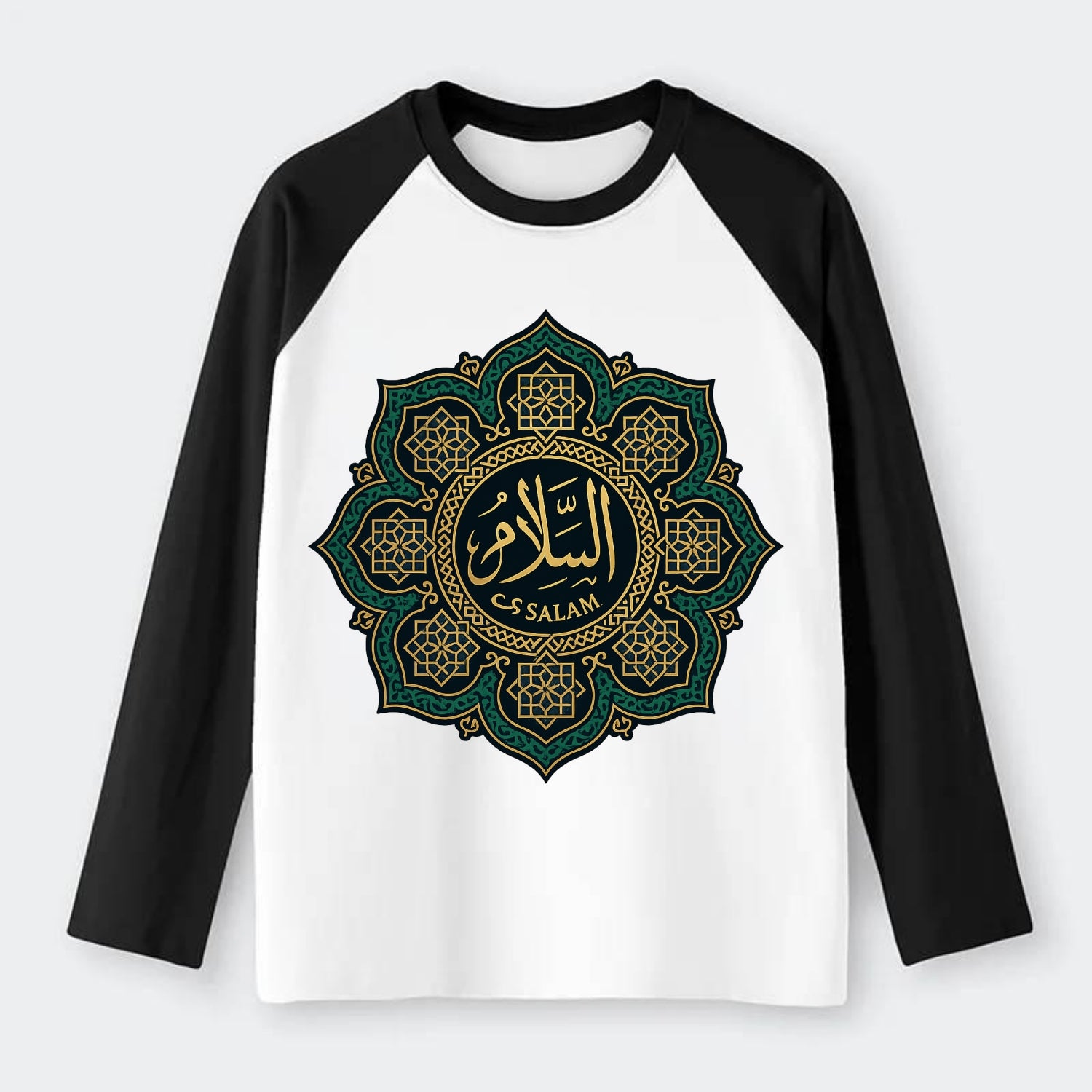 As-Salam Mandala - Raglan Long Sleeve T-Shirt - Black