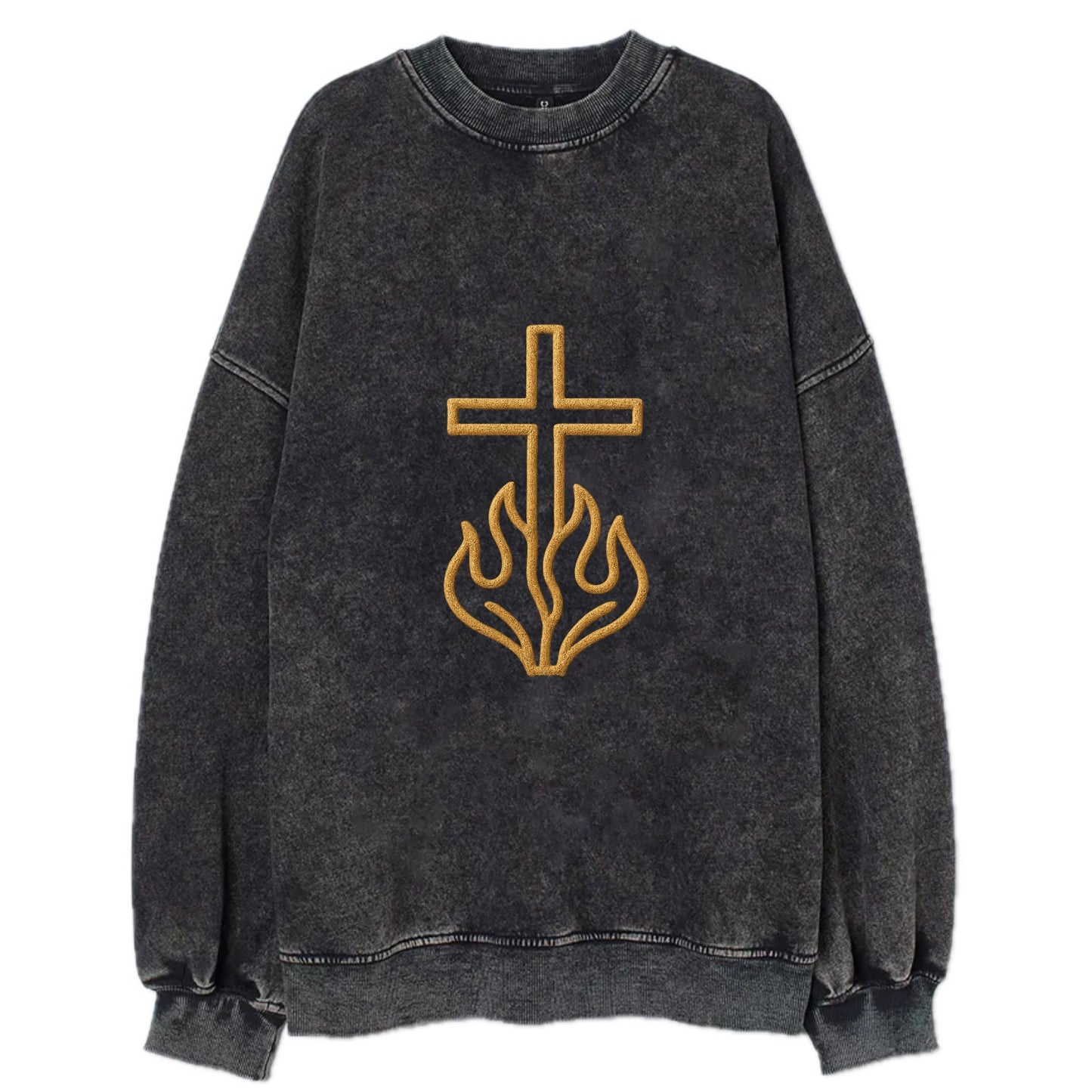 Burning Bush Cross  - Vintage Sweatshirt - Black