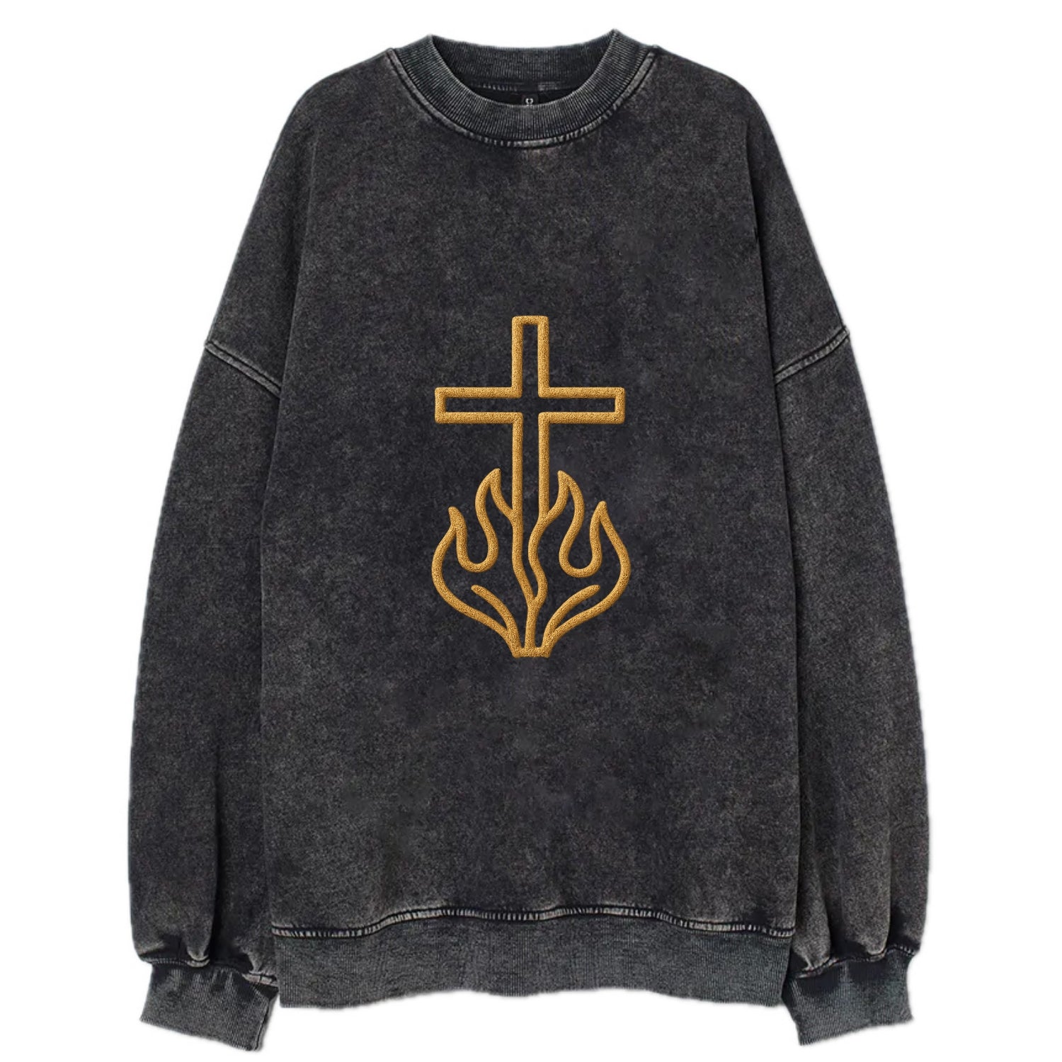 Burning Bush Cross  - Vintage Sweatshirt - Black