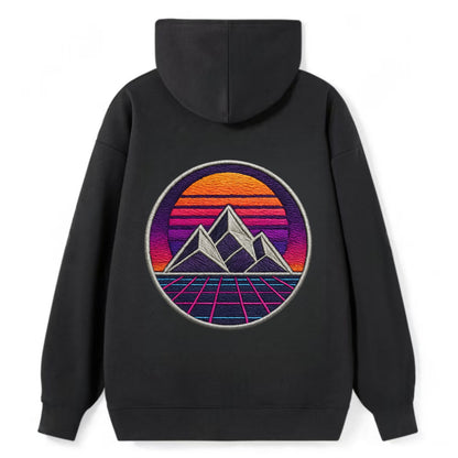 Retrowave Mountains - Classic Pullover Hoodie - Black