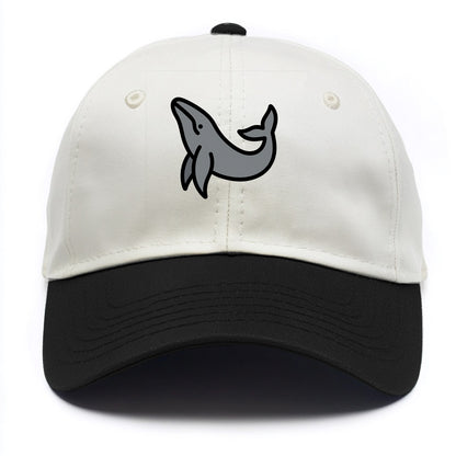 Humpback Whale - Gray breaching pose flat side profile - Two Tone Cap - Black
