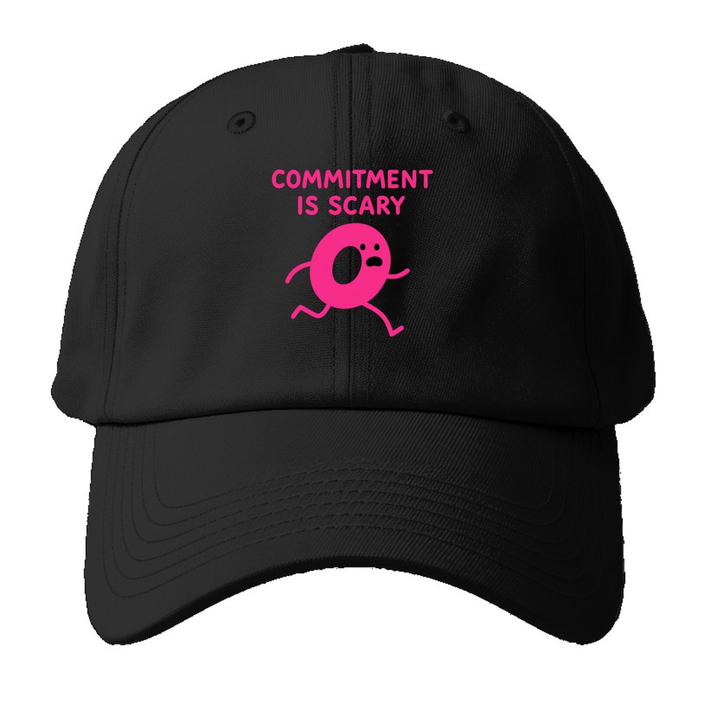 COMMITMENT IS SCARY | Terrified ring running away - Baseball Cap For Big Heads - Black