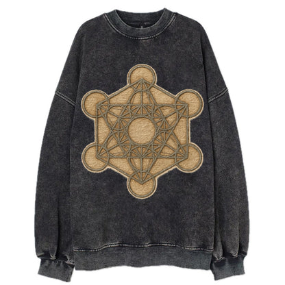 Metatron's Cube  - Vintage Sweatshirt - Black