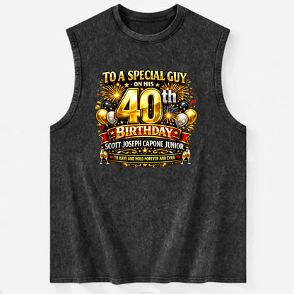 Special 40th Birthday - Vintage Washed Tank - Black