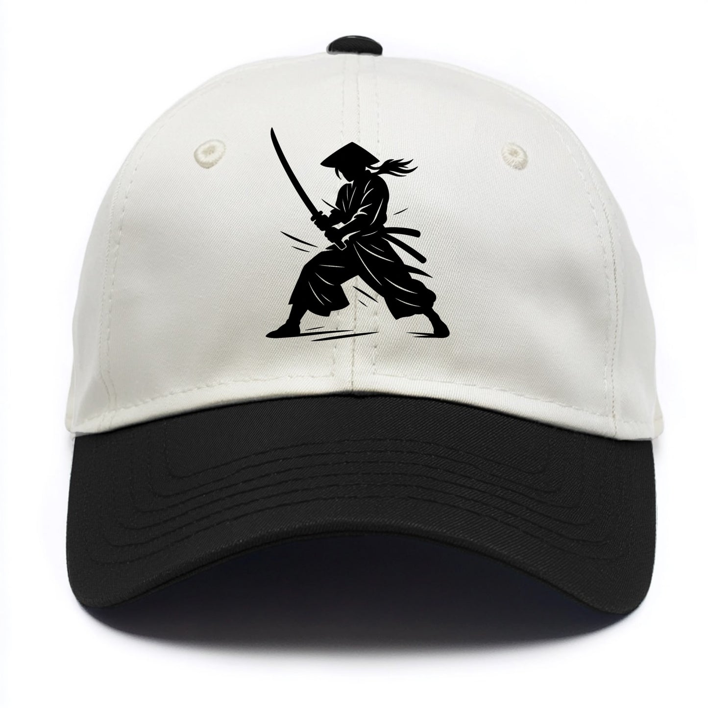 Samurai in battle-ready stance - Two Tone Cap - Black