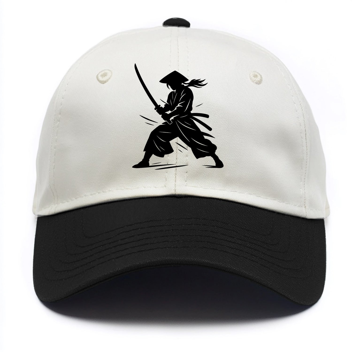 Samurai in battle-ready stance - Two Tone Cap - Black