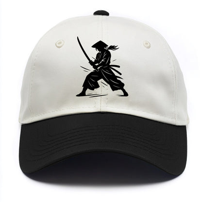 Samurai in battle-ready stance - Two Tone Cap - Black