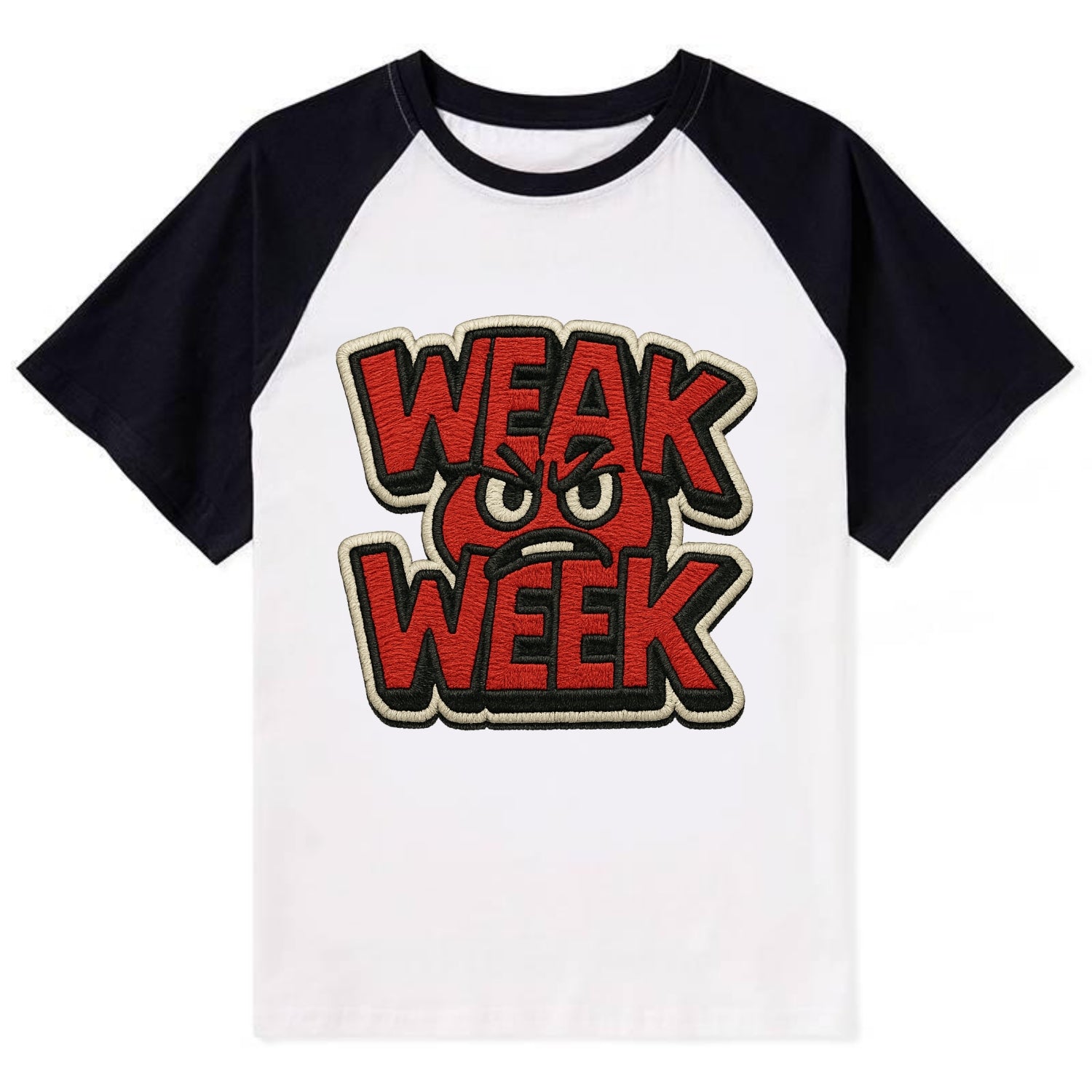 WEAK;WEEK WARRIOR Monday Blue Cap - Contrast Raglan T-shirt - Black