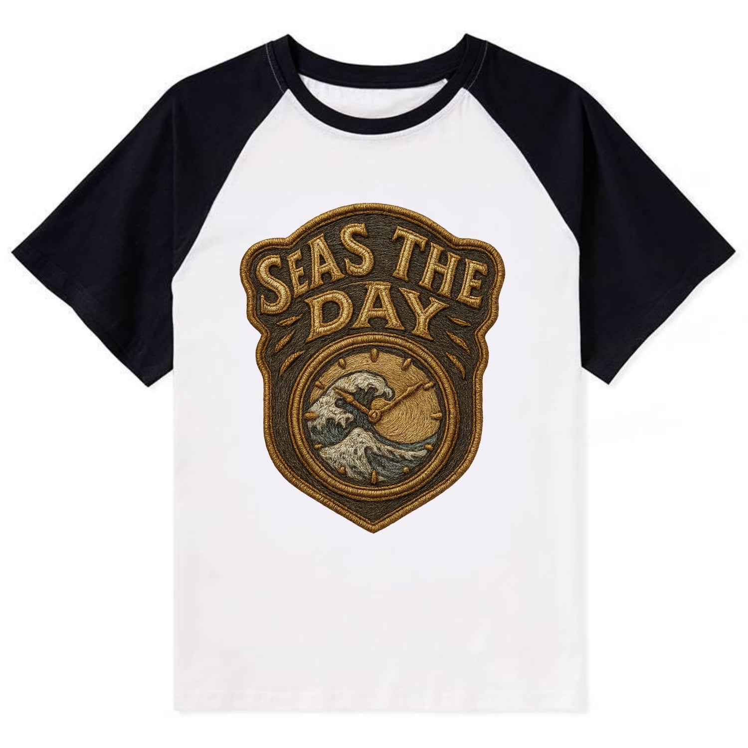 Seas The Day  - Contrast Raglan T-shirt - Black