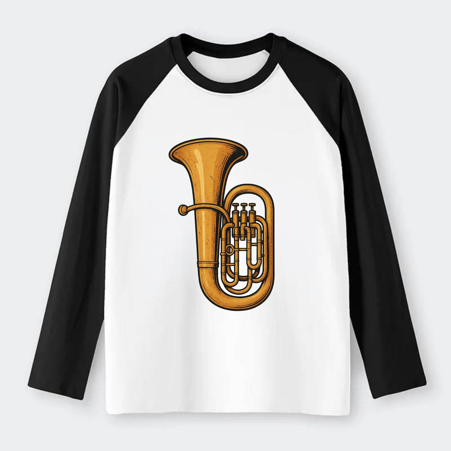 Tuba with large brass bell - Raglan Long Sleeve T-Shirt - Black