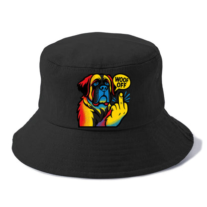 Saint Bernard with gentle giant face and droopy jowls, huge paw raised - Bucket Hat - Black