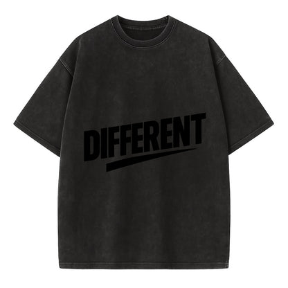 Bold typography design - "DIFFERENT" - standing out, not following crowd - Vintage T-shirt - Black