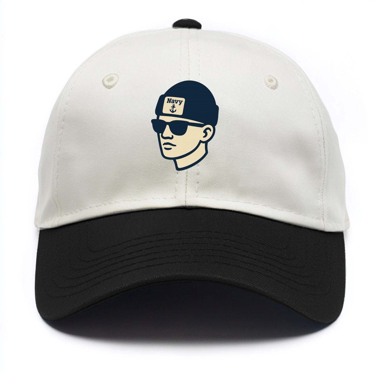 Annapolis Midshipman wearing Navy beanie with anchor patch - Two Tone Cap - Black