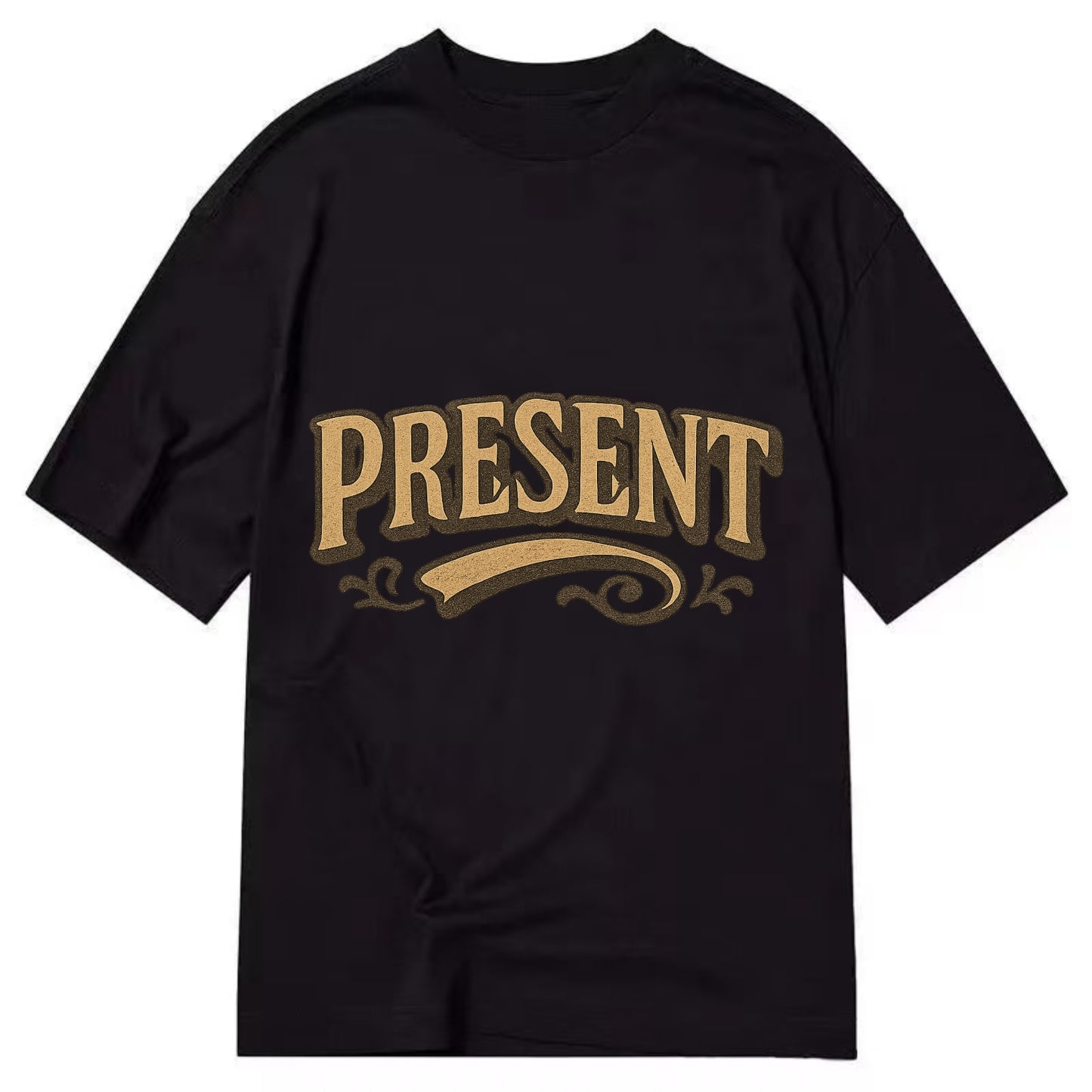 Bold typography design - "PRESENT" - living in the now - Classic T-shirt - Black
