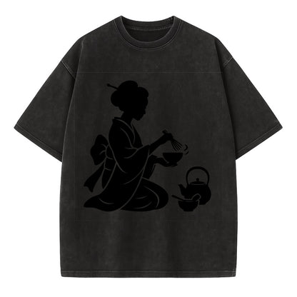 Geisha traditional tea ceremony - Vintage T-shirt - Black