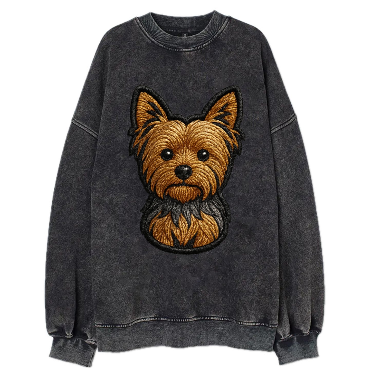 Yorkshire Terrier - Modern tiny dog logo - Vintage Sweatshirt - Black