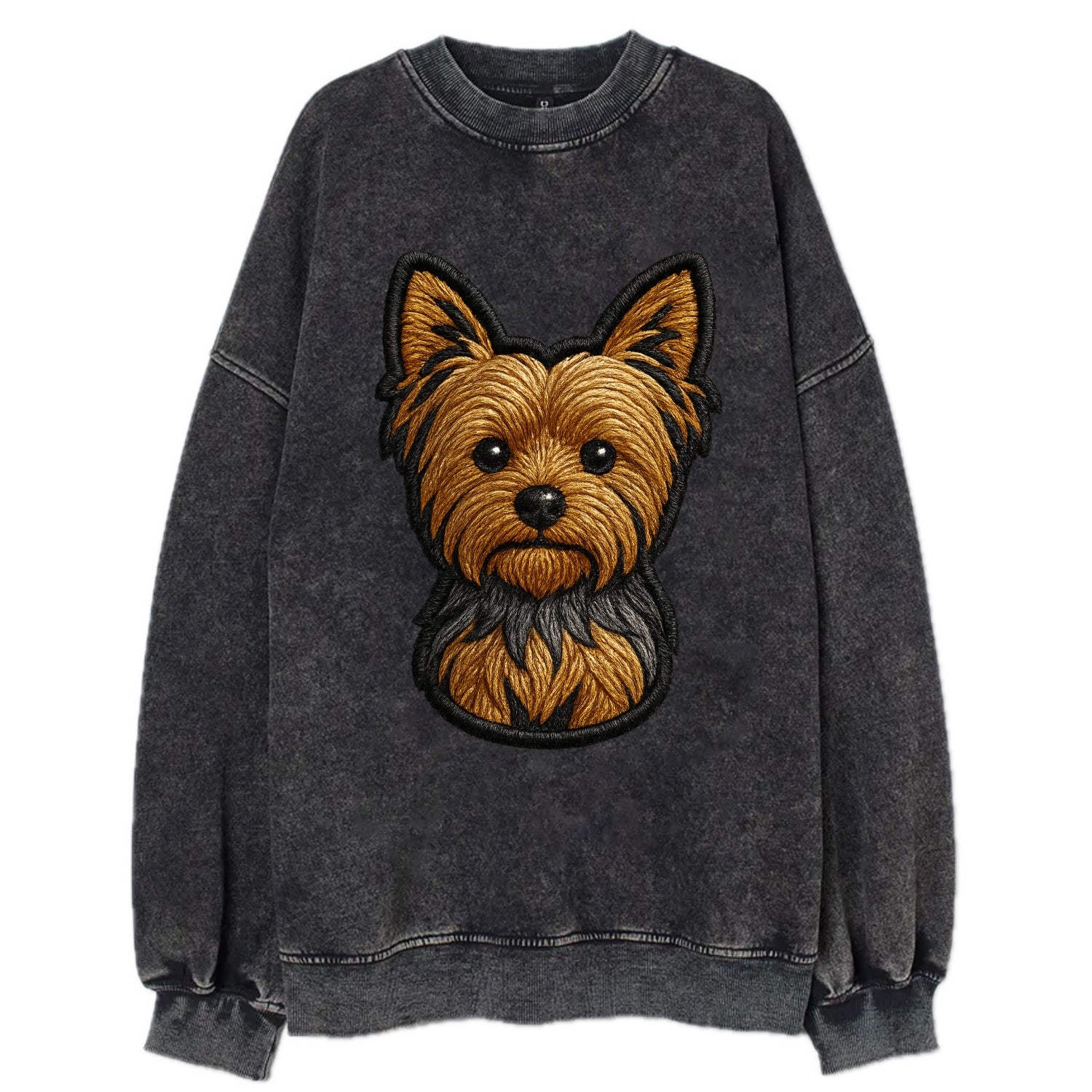 Yorkshire Terrier - Modern tiny dog logo - Vintage Sweatshirt - Black