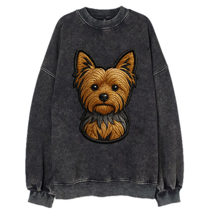 Yorkshire Terrier - Modern tiny dog logo - Vintage Sweatshirt - Black