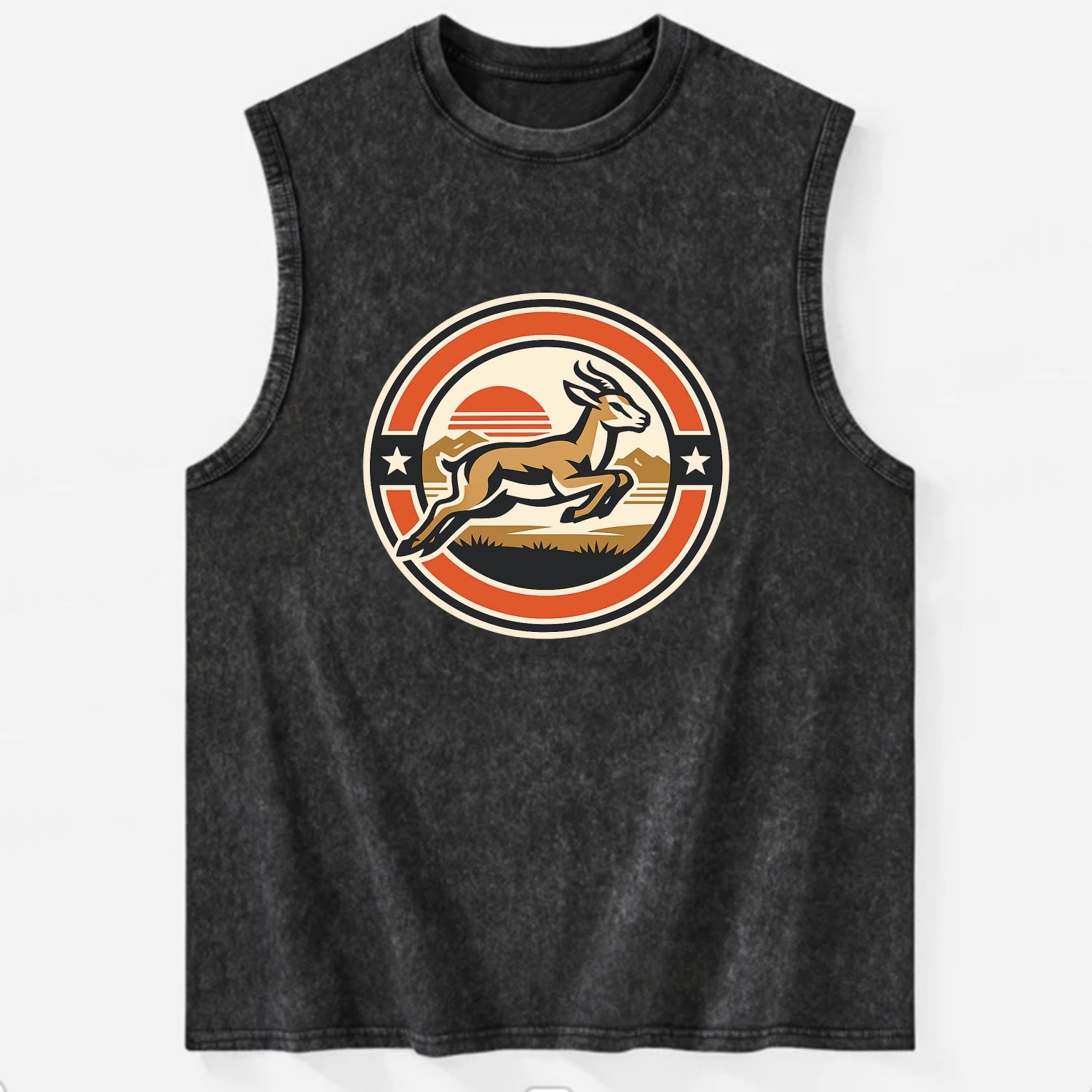 Proud Springbok Emblem - Vintage Washed Tank - Black