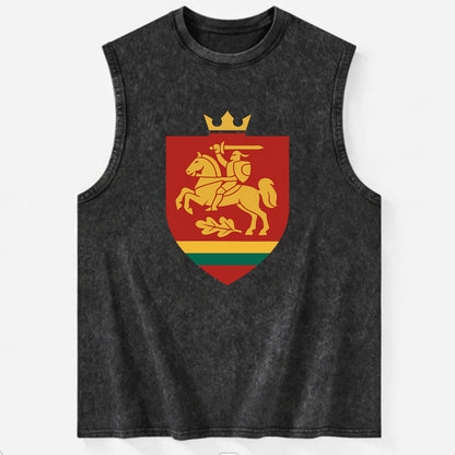 Lithuania Royal Logo  - Vintage Washed Tank - Black