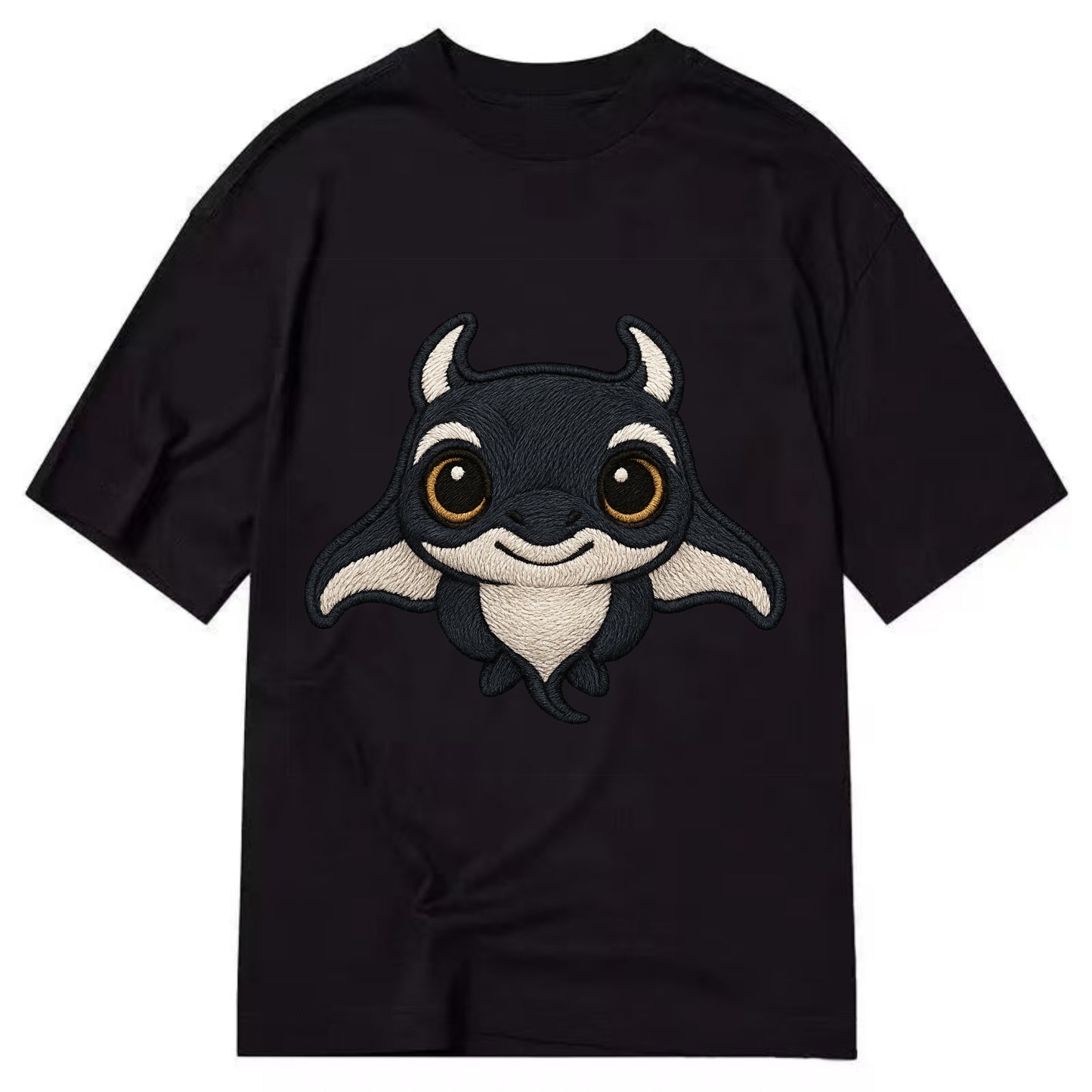 Baby Manta Ray - dark with white markings, cephalic fins, gentle eyes, - Classic T-shirt - Black