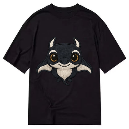 Baby Manta Ray - dark with white markings, cephalic fins, gentle eyes, - Classic T-shirt - Black