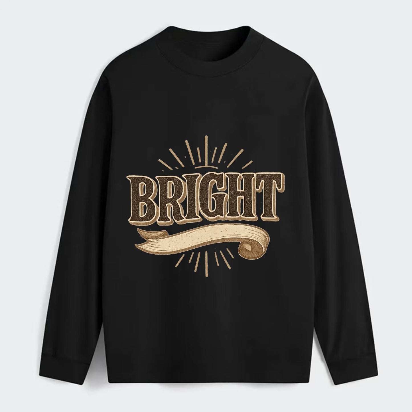 Bold typography design - "BRIGHT" - intelligent, shining - Classic Long Sleeve Shirt - Black