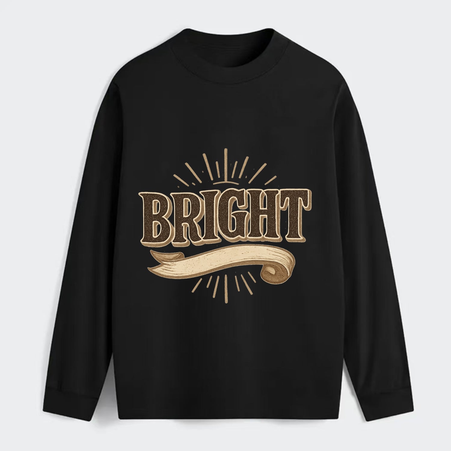 Bold typography design - "BRIGHT" - intelligent, shining - Classic Long Sleeve Shirt - Black