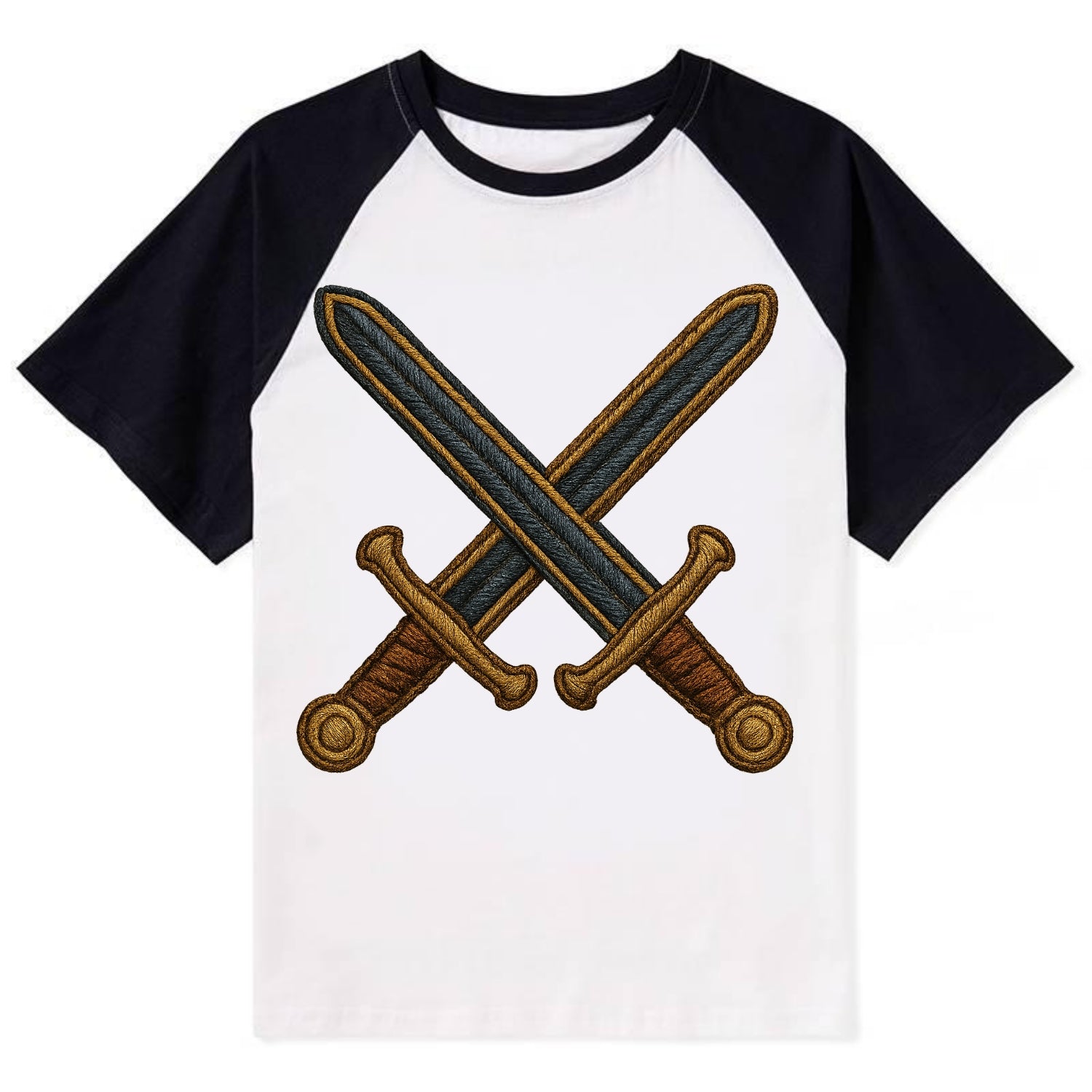 Crossed Swords  - Contrast Raglan T-shirt - Black