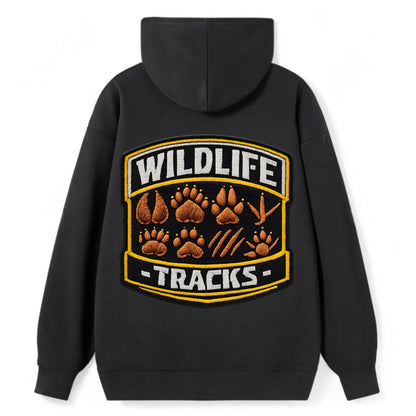 WILDLIFE TRACKS - animal footprints in brown , tracker - Classic Pullover Hoodie - Black
