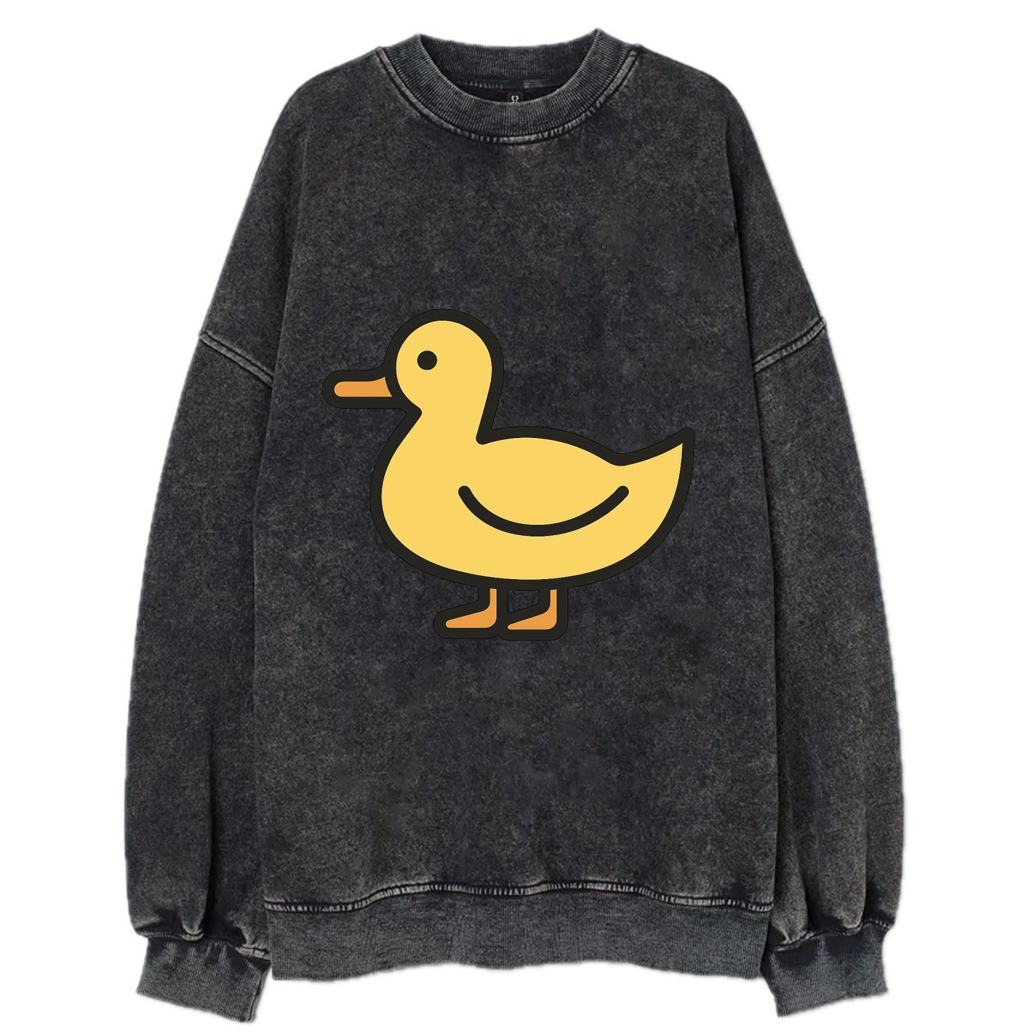 Duck - Yellow mallard flat side profile - Vintage Sweatshirt - Black