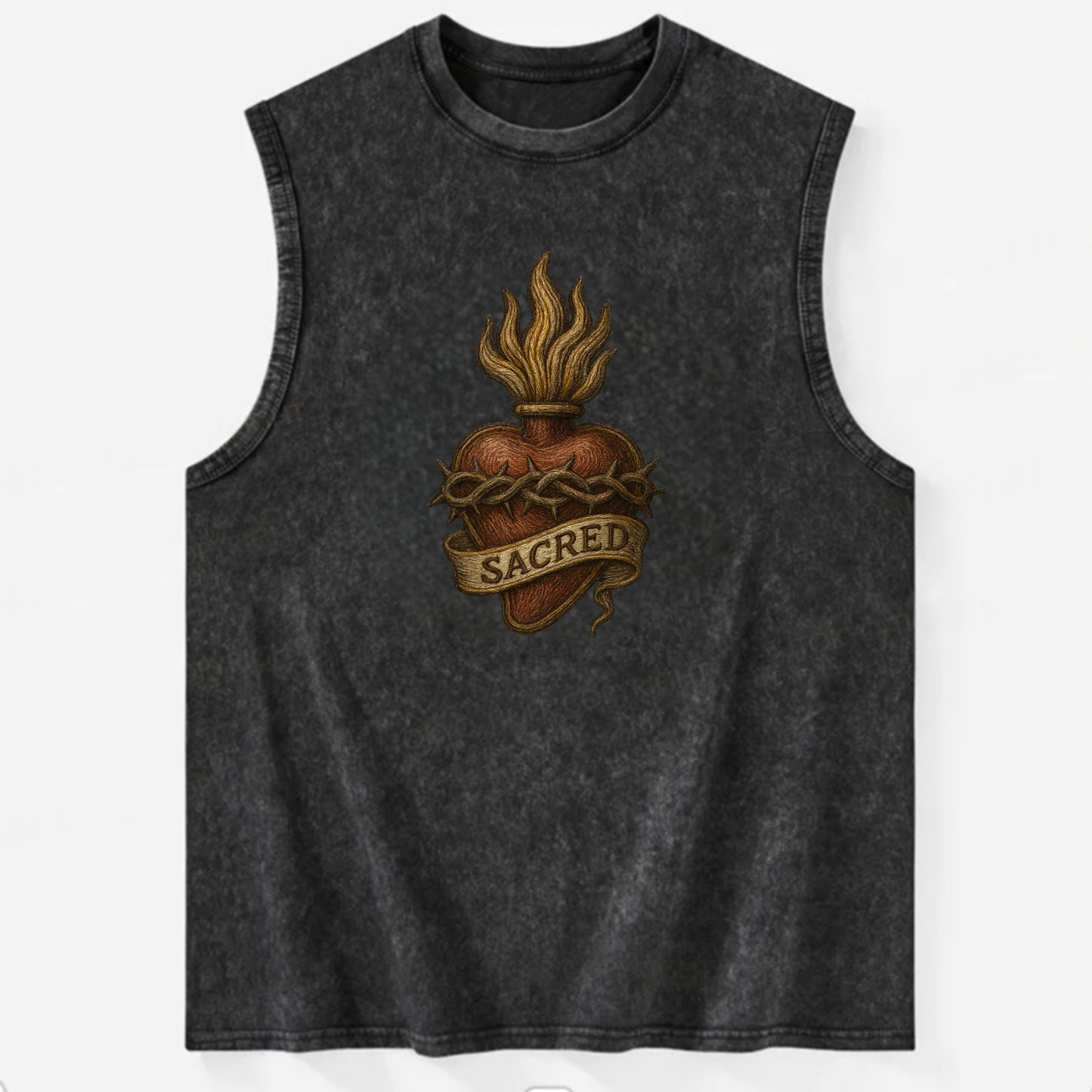 Sacred Heart  - Vintage Washed Tank - Black