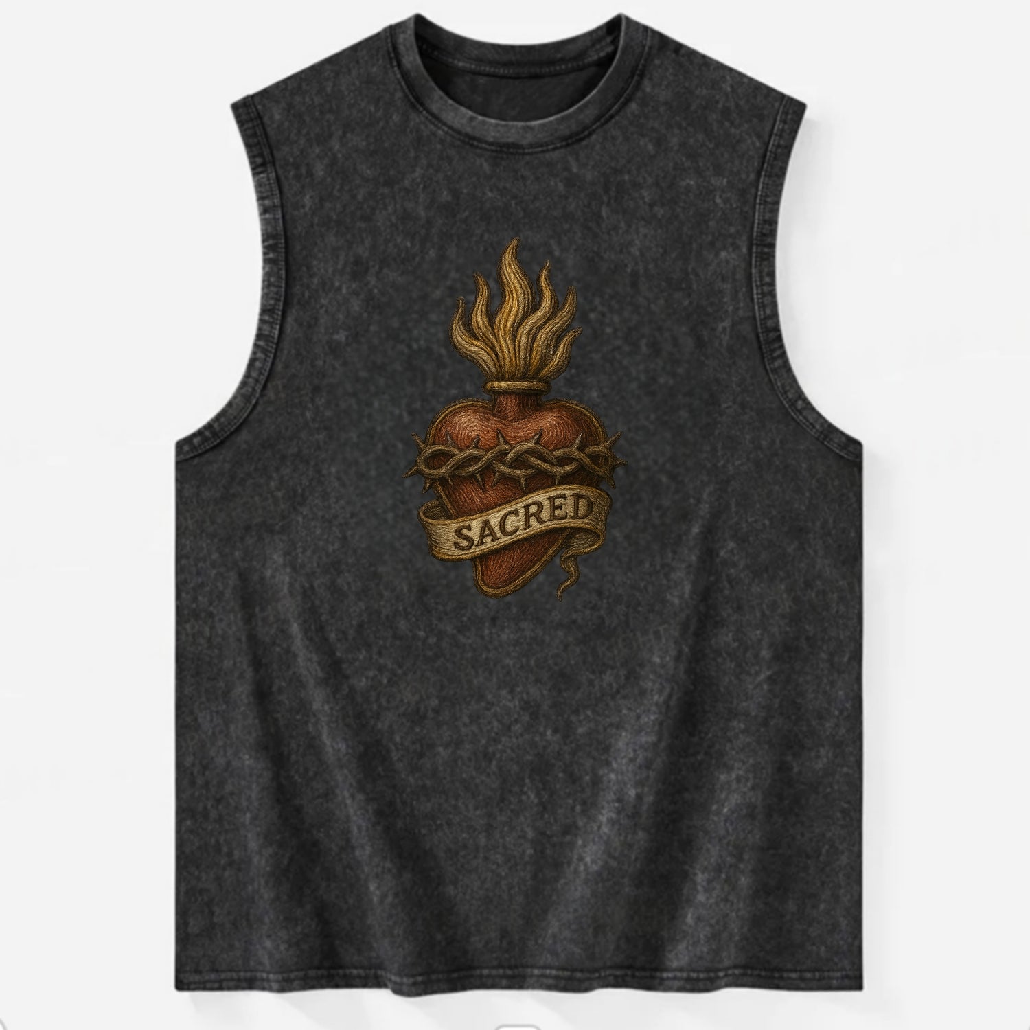 Sacred Heart  - Vintage Washed Tank - Black