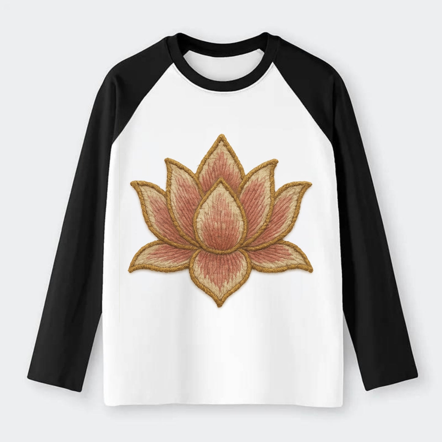 Lotus Flower - Raglan Long Sleeve T-Shirt - Black