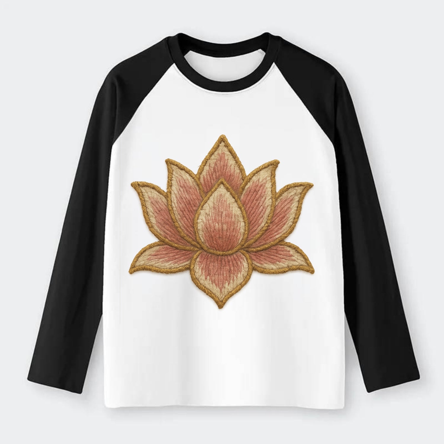 Lotus Flower - Raglan Long Sleeve T-Shirt - Black