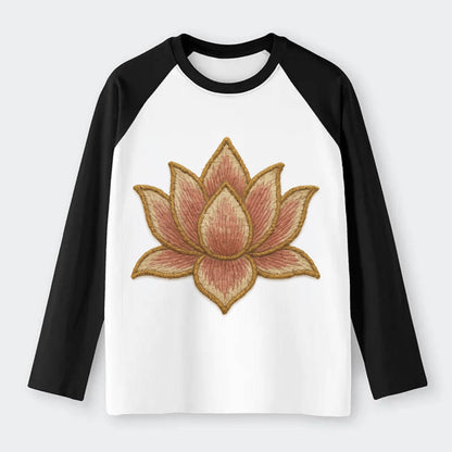 Lotus Flower - Raglan Long Sleeve T-Shirt - Black