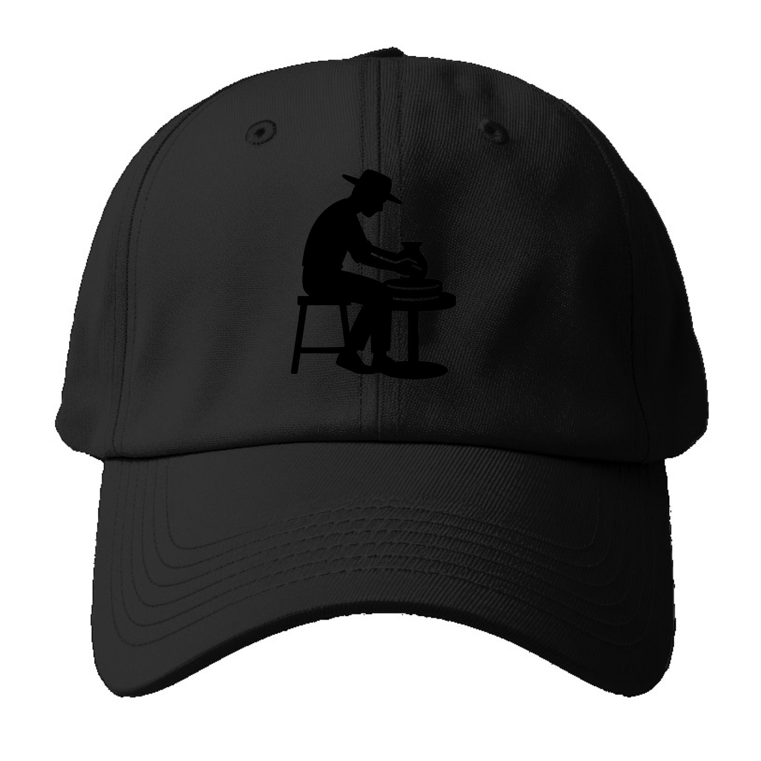 Potter shaping clay on wheel - Baseball Cap - Black