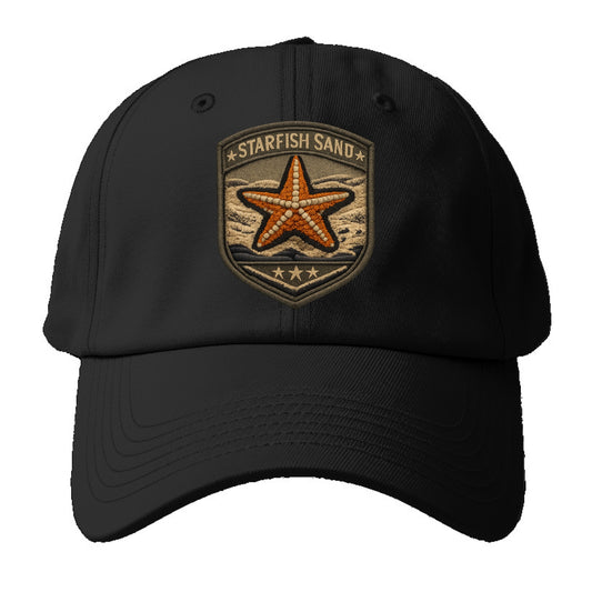 STARFISH SAND - sea star in orange and tan , beachcomber - Baseball Cap For Big Heads - Black