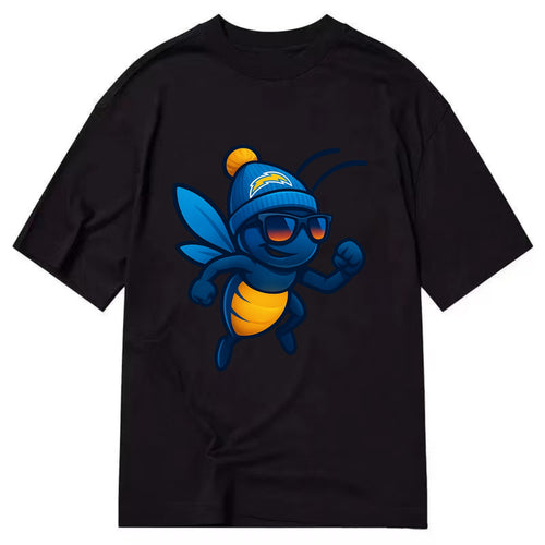 LA Lightning Bug wearing Chargers powder blue and gold beanie with pom pom and - Classic T-shirt