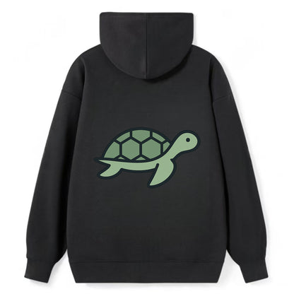 Sea Turtle - Green with shell pattern flat side profile - Classic Pullover Hoodie - Black