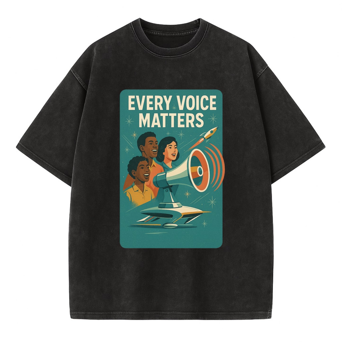 Diverse voices being heard and amplified - "Every Voice Matters" - inclusive - Vintage T-shirt - Black