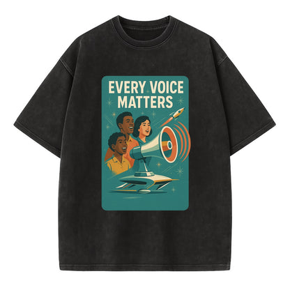 Diverse voices being heard and amplified - "Every Voice Matters" - inclusive - Vintage T-shirt - Black