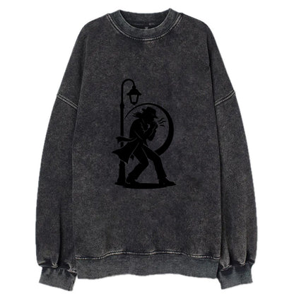 Blues harmonica player under streetlight - Vintage Sweatshirt - Black