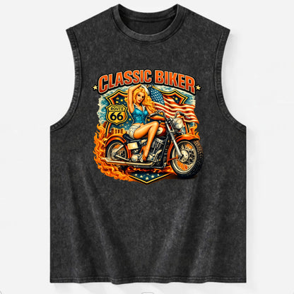 Classic Pinup Biker - Vintage Washed Tank - Black