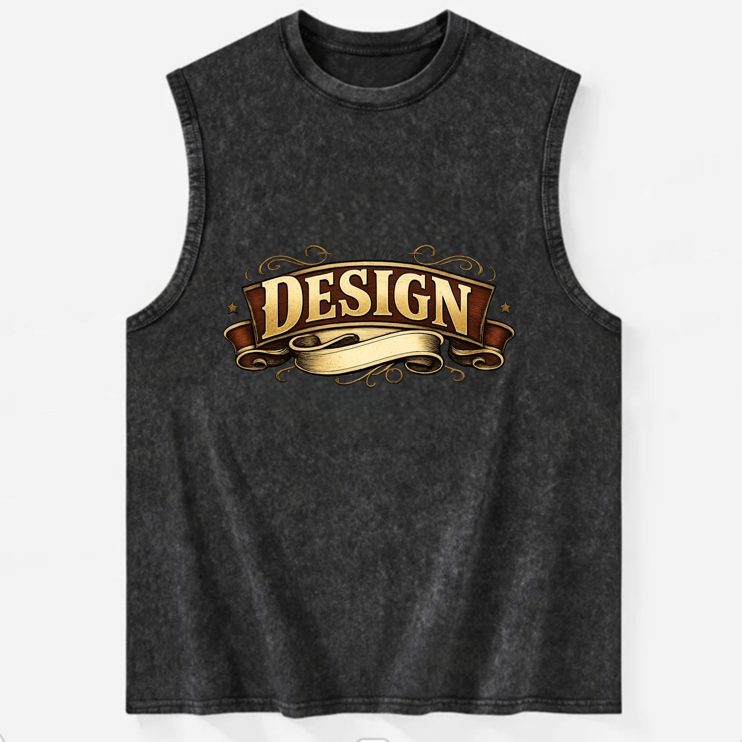 Bold typography design - "DESIGN" - intentional creation, aesthetic planning - Vintage Washed Tank - Black