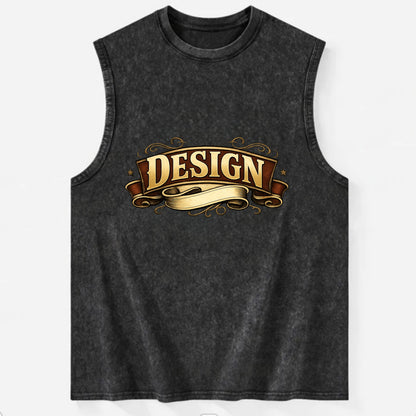 Bold typography design - "DESIGN" - intentional creation, aesthetic planning - Vintage Washed Tank - Black