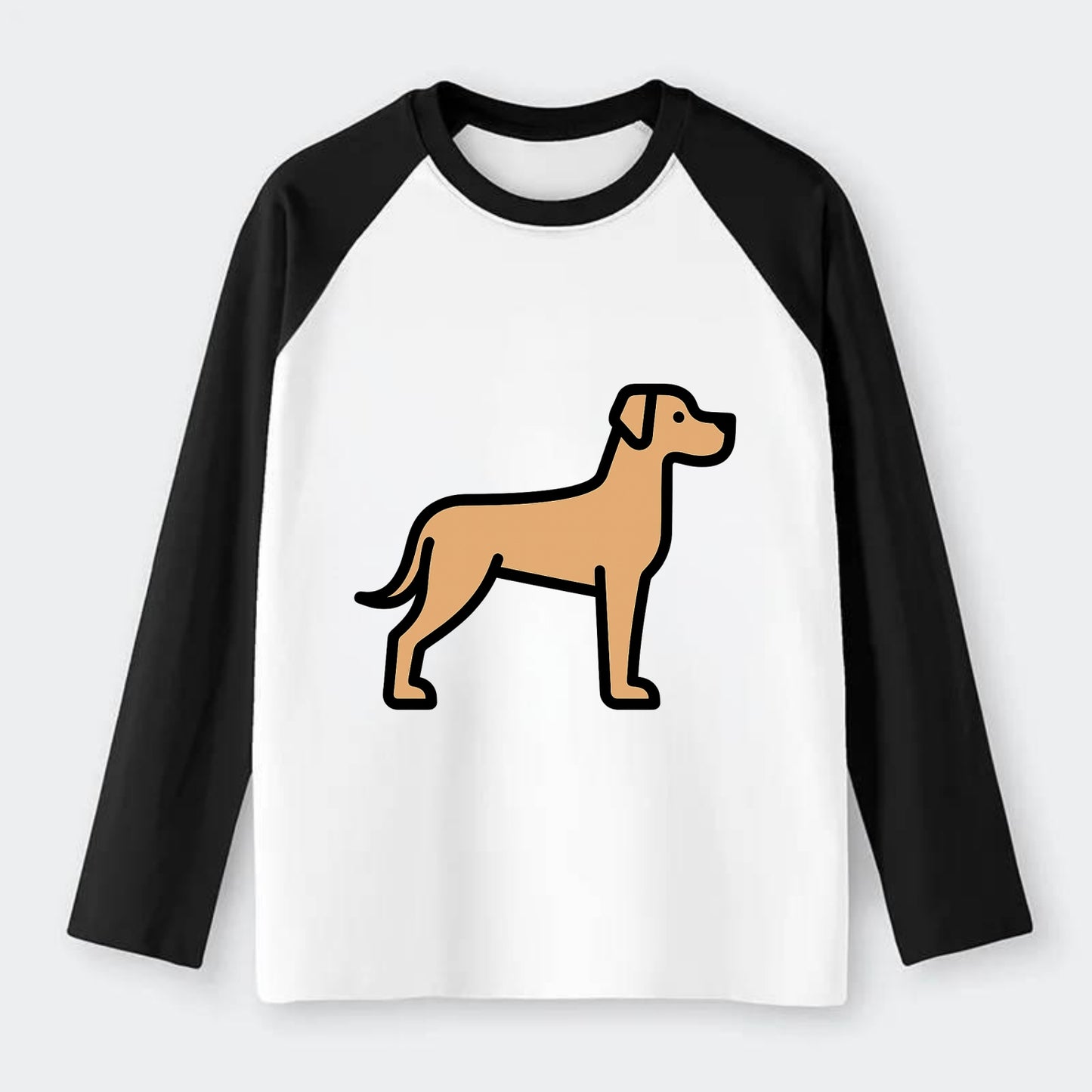 Great Dane - Fawn colored flat side profile - Raglan Long Sleeve T-Shirt - Black