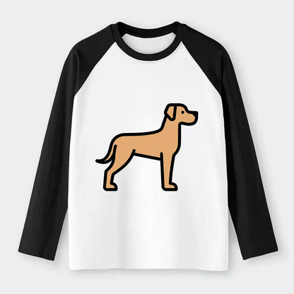Great Dane - Fawn colored flat side profile - Raglan Long Sleeve T-Shirt - Black